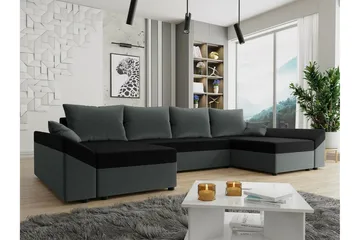 Midfeld 4-sits Hörnbäddsoffa NO_BRAND Dark Grey/Black - Möbler - Soffa - Bäddsoffa - Hörnbäddsoffa