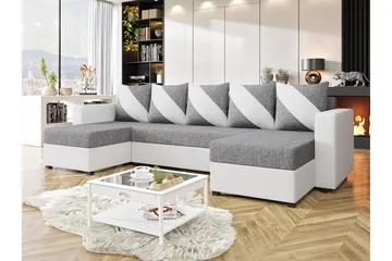 Midfeld 4-sits Hörnbäddsoffa NO_BRAND White/Grey - Möbler - Soffa - Bäddsoffa - Hörnbäddsoffa