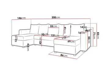 Midfeld 4-sits Hörnbäddsoffa NO_BRAND White/Grey - Möbler - Soffa - Bäddsoffa - Hörnbäddsoffa