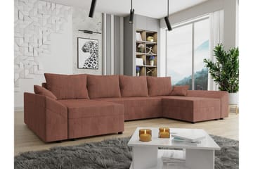 Midfeld 4-sits U-formad Hörnbäddsoffa med Förvaring i Tyg - Terrakotta - Möbler - Soffa - Bäddsoffa - Bäddsoffa längsbäddad