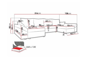 Midfeld 4-sits U-formad Hörnbäddsoffa med Förvaring i Tyg - Terrakotta - Möbler - Soffa - Bäddsoffa - Bäddsoffa längsbäddad