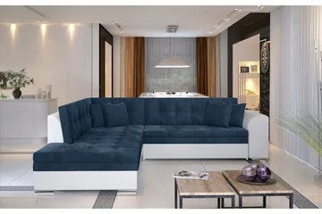 Moclino Hörnbäddsoffa - Blå/Vit - Möbler - Soffa - Bäddsoffa - Hörnbäddsoffa