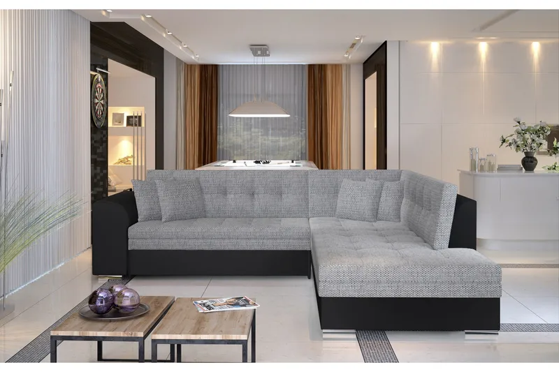 Moclino Hörnbäddsoffa - Grå/Svart - Möbler - Soffa - Bäddsoffa - Hörnbäddsoffa