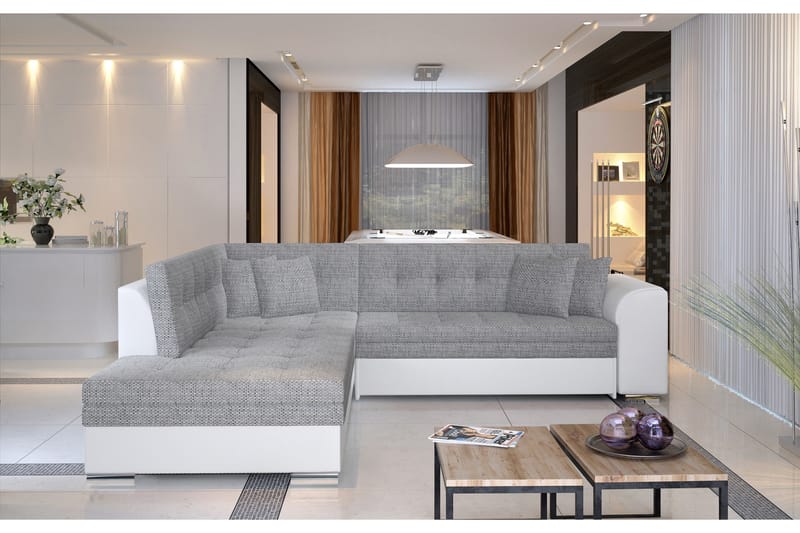 Moclino Hörnbäddsoffa, Grå/Vit