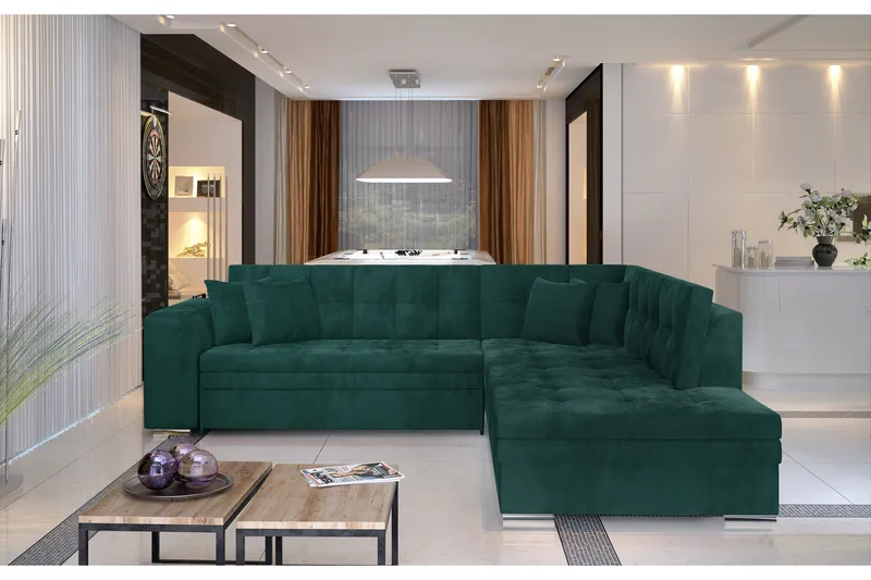 Moclino Hörnbäddsoffa - Grön - Möbler - Soffa - Divansoffa & schäslongsoffa - 4 sits soffa med divan