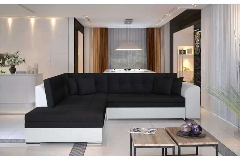 Moclino Hörnbäddsoffa - Svart/Vit - Möbler - Soffa - Skinnsoffa