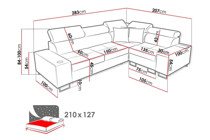 Morenia 3-sits Hörnbäddsoffa Universal - Brun - Möbler - Soffa - Bäddsoffa - Hörnbäddsoffa