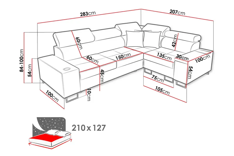 Morenia 3-sits Hörnbäddsoffa Universal - Vit - Möbler - Soffa - Bäddsoffa - Hörnbäddsoffa