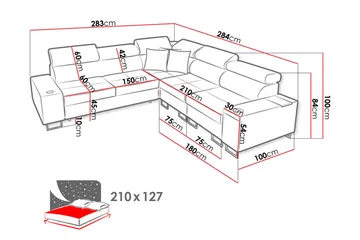 Morenia 3-sits Hörnbäddsoffa Vänster - Svart - Möbler - Soffa - Bäddsoffa - Hörnbäddsoffa