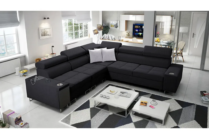 Morenia 3-sits Hörnbäddsoffa Vänster - Svart - Möbler - Soffa - Bäddsoffa - Hörnbäddsoffa