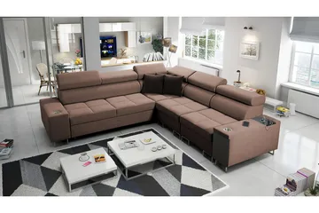 Morenia 4-sits Hörnbäddsoffa Höger - Brun - Möbler - Soffa - Bäddsoffa - Hörnbäddsoffa