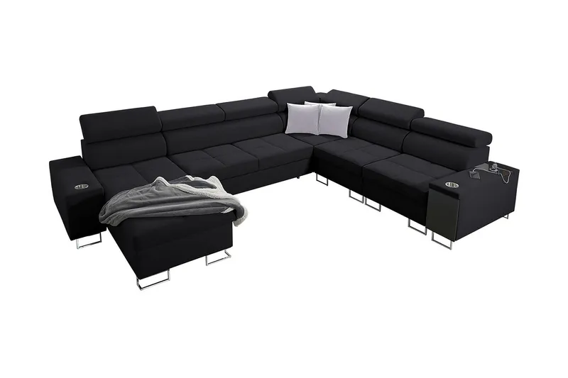 Morenia 4-sits Hörnbäddsoffa Vänster, Svart