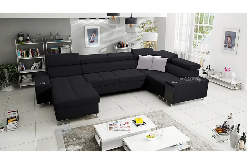 Morenia 4-sits Hörnbäddsoffa Vänster - Svart - Möbler - Soffa - Bäddsoffa - Hörnbäddsoffa