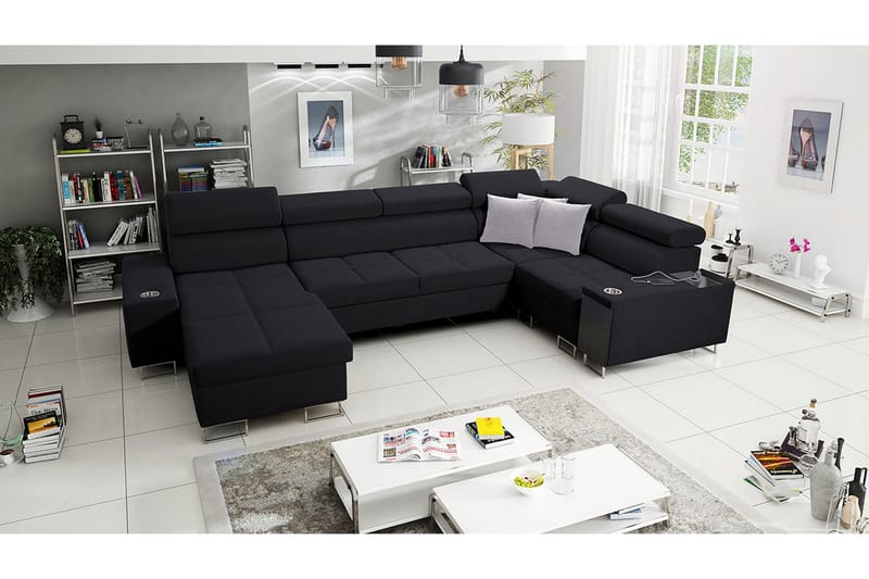 Morenia 4-sits Hörnbäddsoffa Vänster - Svart - Möbler - Soffa - Bäddsoffa - Hörnbäddsoffa