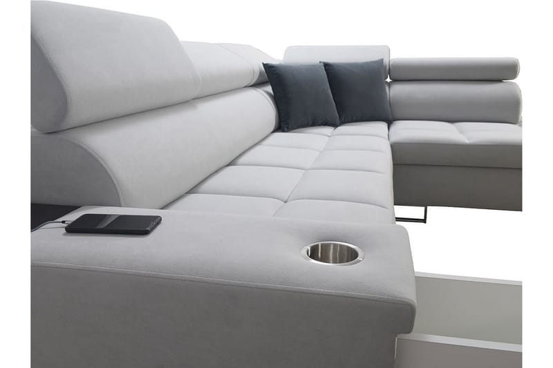 Morenia Högervänd Bäddsoffa 127x210 cm med Förvaring i Tyg - Grå - Möbler - Soffa - Bäddsoffa - Bäddsoffa längsbäddad