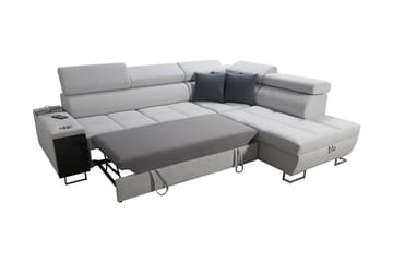 Morenia Högervänd Bäddsoffa 127x210 cm med Förvaring i Tyg - Grå - Möbler - Soffa - Bäddsoffa - Bäddsoffa längsbäddad