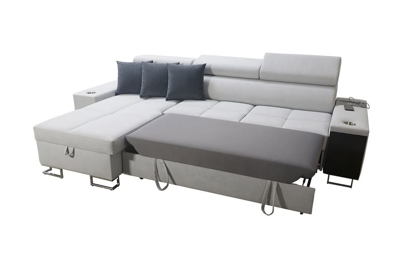 Morenia Längsbäddad L-Hörnbäddsoffa 4-sits med Förvaring i Sammet Höger - Svart - Möbler - Soffa - Bäddsoffa - Bäddsoffa divan