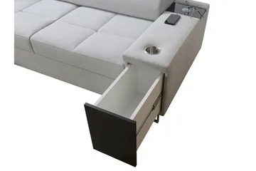 Morenia Längsbäddad L-Hörnbäddsoffa 4-sits med Förvaring i Sammet Höger - Svart - Möbler - Soffa - Bäddsoffa - Bäddsoffa divan