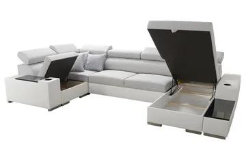 Mumtaz U-Bäddsoffa Divan Höger - Vit/Ljusgrå - Möbler - Soffa - Bäddsoffa - Hörnbäddsoffa