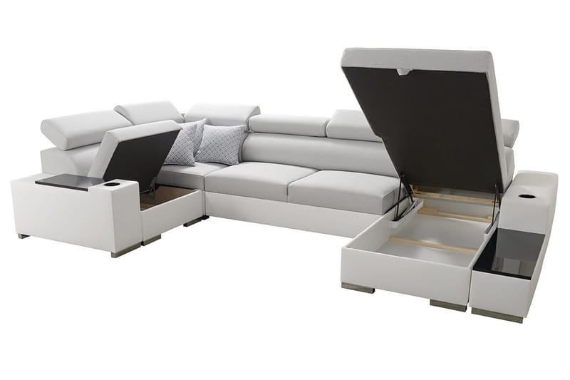 Mumtaz U-Bäddsoffa Divan Höger - Vit/Ljusgrå - Möbler - Soffa - Bäddsoffa - Hörnbäddsoffa
