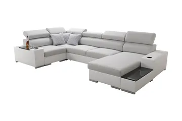 Mumtaz U-Bäddsoffa Divan Höger - Vit/Ljusgrå - Möbler - Soffa - Bäddsoffa - Hörnbäddsoffa