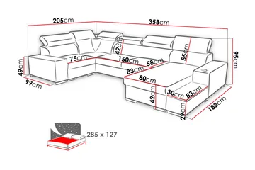 Mumtaz U-Bäddsoffa Divan Höger - Vit/Ljusgrå - Möbler - Soffa - Bäddsoffa - Hörnbäddsoffa