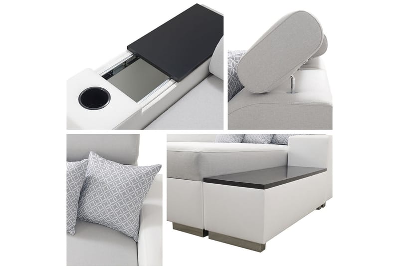 Mumtaz U-Bäddsoffa Divan Höger - Vit/Ljusgrå - Möbler - Soffa - Bäddsoffa - Hörnbäddsoffa