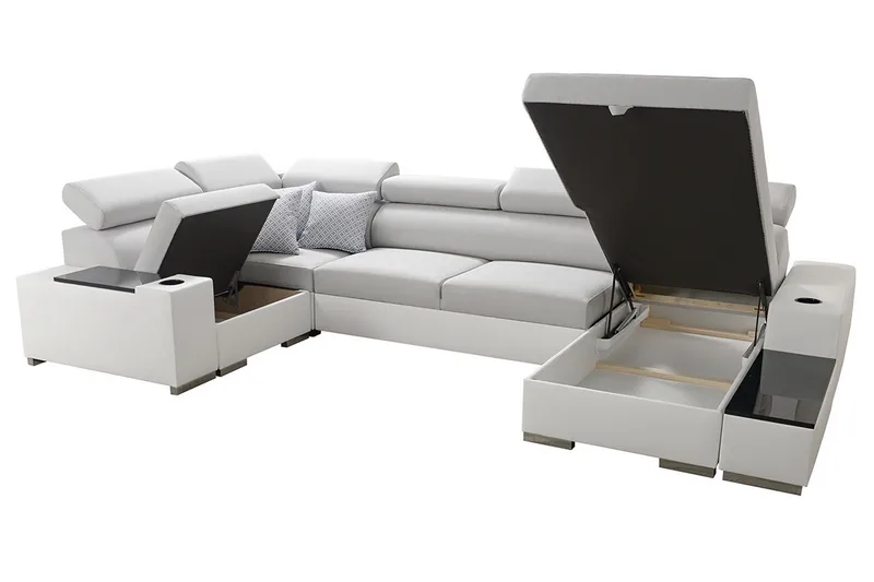 Mumtaz U-Bäddsoffa Divan Vänster - Ljusgrå/Vit - Möbler - Soffa - Bäddsoffa - Bäddsoffa divan