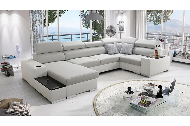 Mumtaz U-Bäddsoffa Divan Vänster - Ljusgrå/Vit - Möbler - Soffa - Bäddsoffa - Bäddsoffa divan