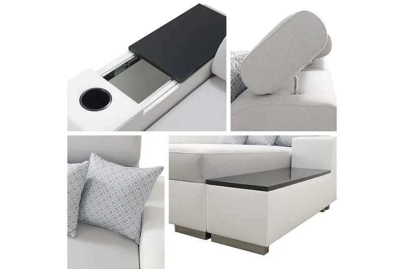 Mumtaz U-Bäddsoffa Divan Vänster - Ljusgrå/Vit - Möbler - Soffa - Bäddsoffa - Bäddsoffa divan