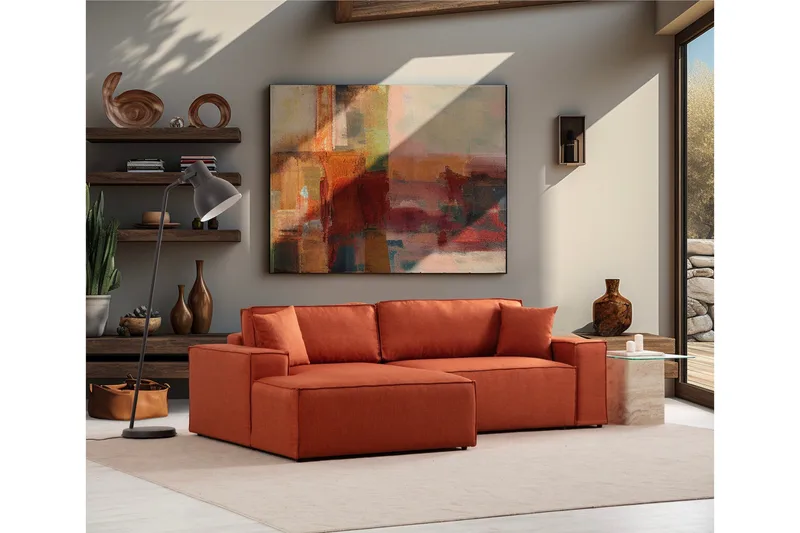 Munehiro Hörnbäddsoffa - Orange - Möbler - Soffa - Bäddsoffa - Hörnbäddsoffa