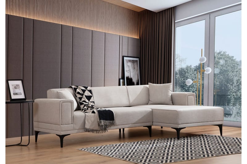 Naoko Bäddsoffa med divan - Beige - Möbler - Soffa - Bäddsoffa - Hörnbäddsoffa