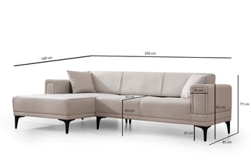 Naoko Bäddsoffa med divan - Beige - Möbler - Soffa - Bäddsoffa - Hörnbäddsoffa