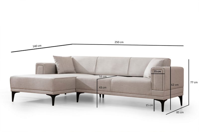 Naoko Bäddsoffa med divan - Beige - Möbler - Soffa - Bäddsoffa - Hörnbäddsoffa