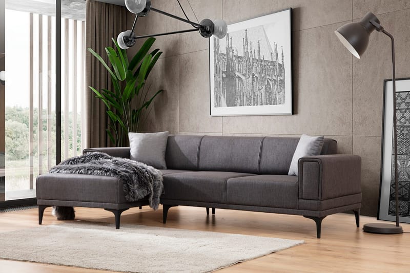 Naoko Bäddsoffa med divan - Mörkgrå - Möbler - Soffa - Bäddsoffa - Hörnbäddsoffa