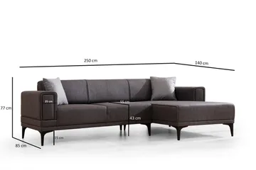 Naoko Bäddsoffa med divan - Mörkgrå - Möbler - Soffa - Bäddsoffa - Hörnbäddsoffa