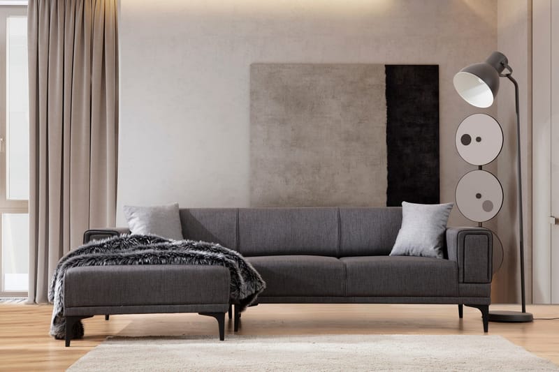 Naoko Bäddsoffa med divan - Mörkgrå - Möbler - Soffa - Bäddsoffa - Hörnbäddsoffa