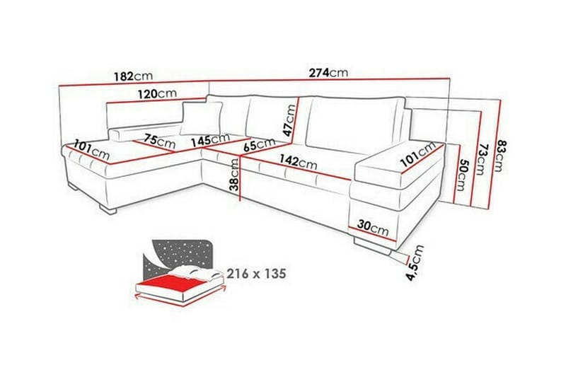 Naoma 3-sits Hörnbäddsoffa Acacia||White - Möbler - Soffa - Bäddsoffa - Bäddsoffa divan