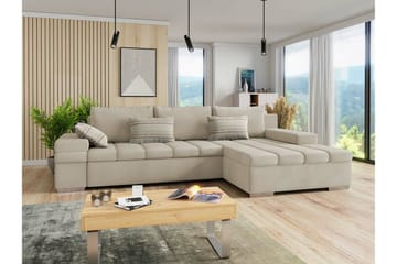 Naoma 3-sits Hörnbäddsoffa NO_BRAND beige - Möbler - Soffa - Bäddsoffa - Bäddsoffa längsbäddad