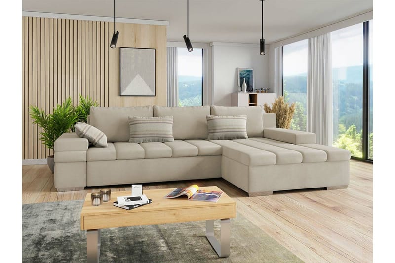 Naoma 3-sits Hörnbäddsoffa NO_BRAND beige - Möbler - Soffa - Bäddsoffa - Bäddsoffa längsbäddad