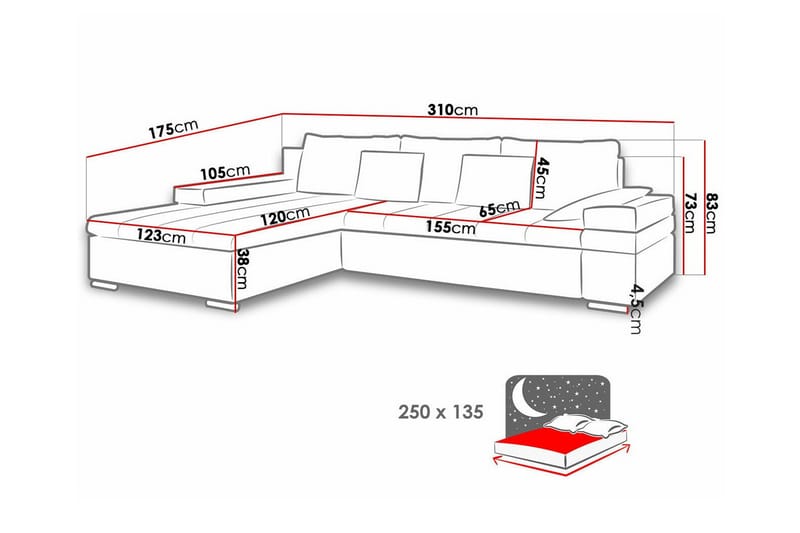 Naoma 3-sits Hörnbäddsoffa NO_BRAND beige - Möbler - Soffa - Bäddsoffa - Bäddsoffa längsbäddad