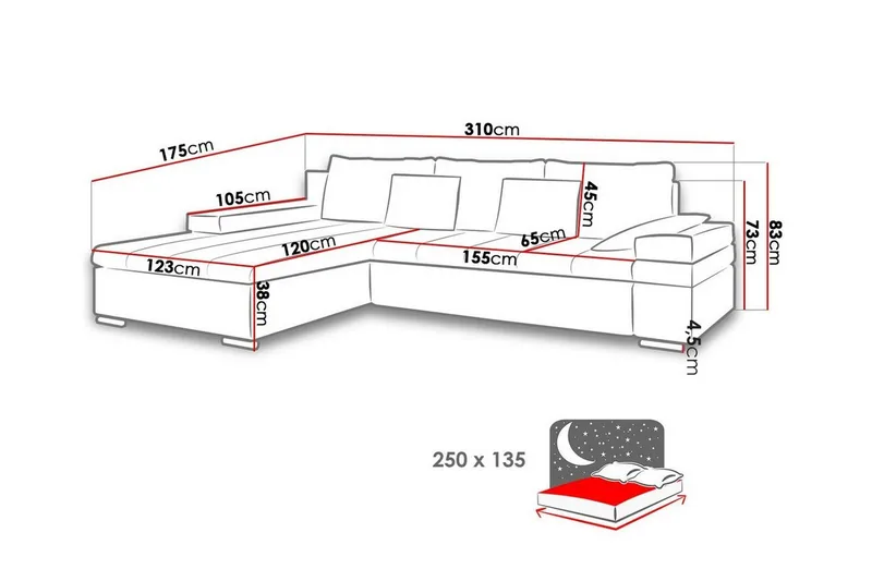 Naoma 3-sits Hörnbäddsoffa NO_BRAND Beige - Möbler - Soffa - Bäddsoffa - Bäddsoffa divan
