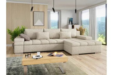 Naoma 3-sits Hörnbäddsoffa NO_BRAND Beige - Möbler - Soffa - Bäddsoffa - Bäddsoffa divan
