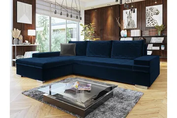 Naoma 3-sits Hörnbäddsoffa NO_BRAND Dark blue - Möbler - Soffa - Bäddsoffa - Bäddsoffa divan