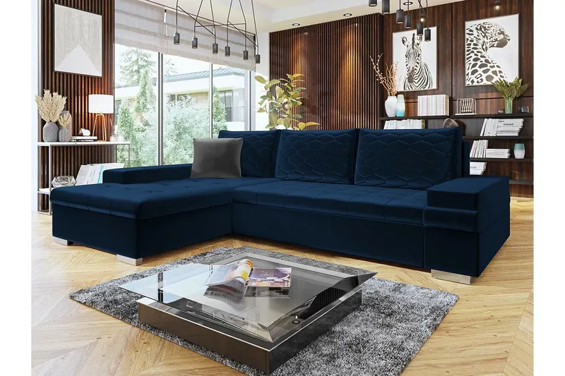 Naoma 3-sits Hörnbäddsoffa NO_BRAND Dark blue - Möbler - Soffa - Bäddsoffa - Bäddsoffa divan