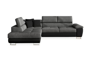 Hörnbäddsoffa Oertel - Grå/Svart - Möbler - Soffa - Skinnsoffa