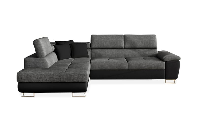 Hörnbäddsoffa Oertel - Grå/Svart - Möbler - Soffa - Skinnsoffa