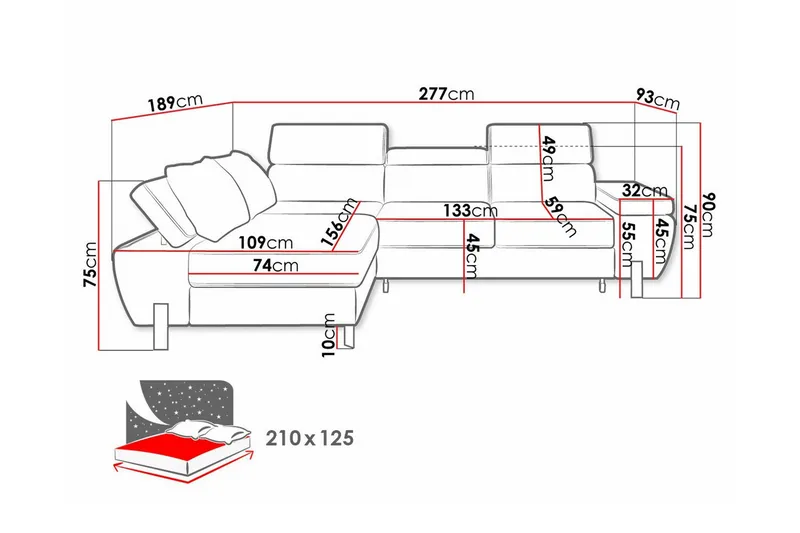 Rathkeale 4-sits Hörnbäddsoffa Dark blue - Möbler - Soffa - Bäddsoffa - Hörnbäddsoffa