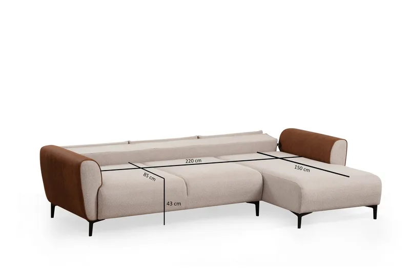 Rebelo Bäddsoffa med divan - Beige - Möbler - Soffa - Bäddsoffa - Hörnbäddsoffa
