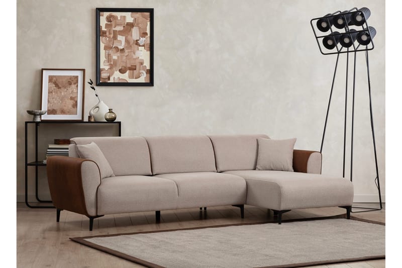 Rebelo Bäddsoffa med divan - Beige - Möbler - Soffa - Bäddsoffa - Hörnbäddsoffa